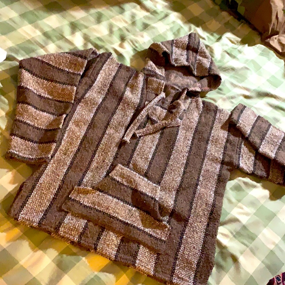 Brown striped Baja hoodie, Drug Rug